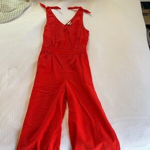 a new day Red Tie-Shoulder Wide-Leg Jumpsuit